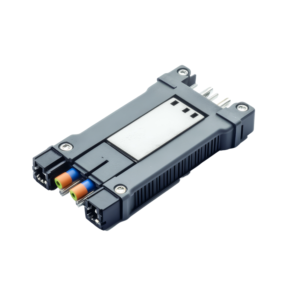 Fiber optic coupler with SC connectors on a clean transparent background for network applications, fiber optic coupler with SC connectors on transparent background png