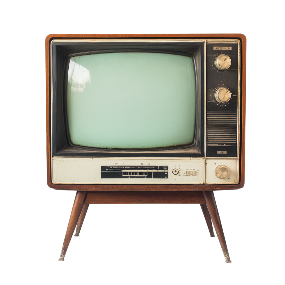 Vintage television set from the mid20th century displayed against a clean transparent background, Vintage tv on transparent background png
