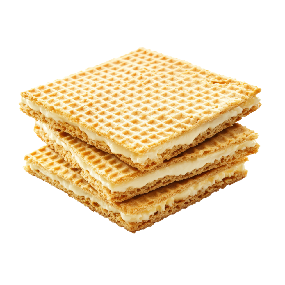 Delicious wafer dessert stacked on a transparent background ready to be enjoyed at any time of the day, wafer dessert on transparent background png