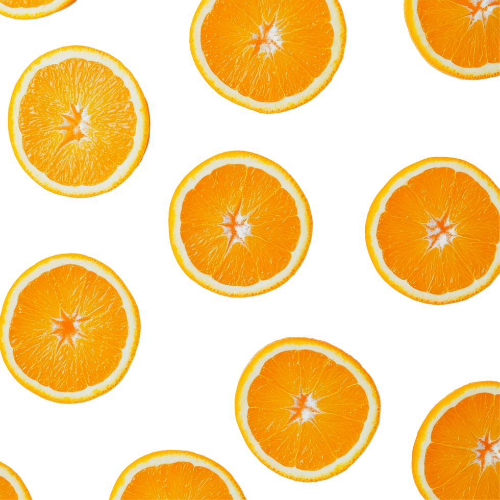 Freshly sliced oranges arranged on a clean transparent background for a vibrant and refreshing look, Slices of orange on transparent background png