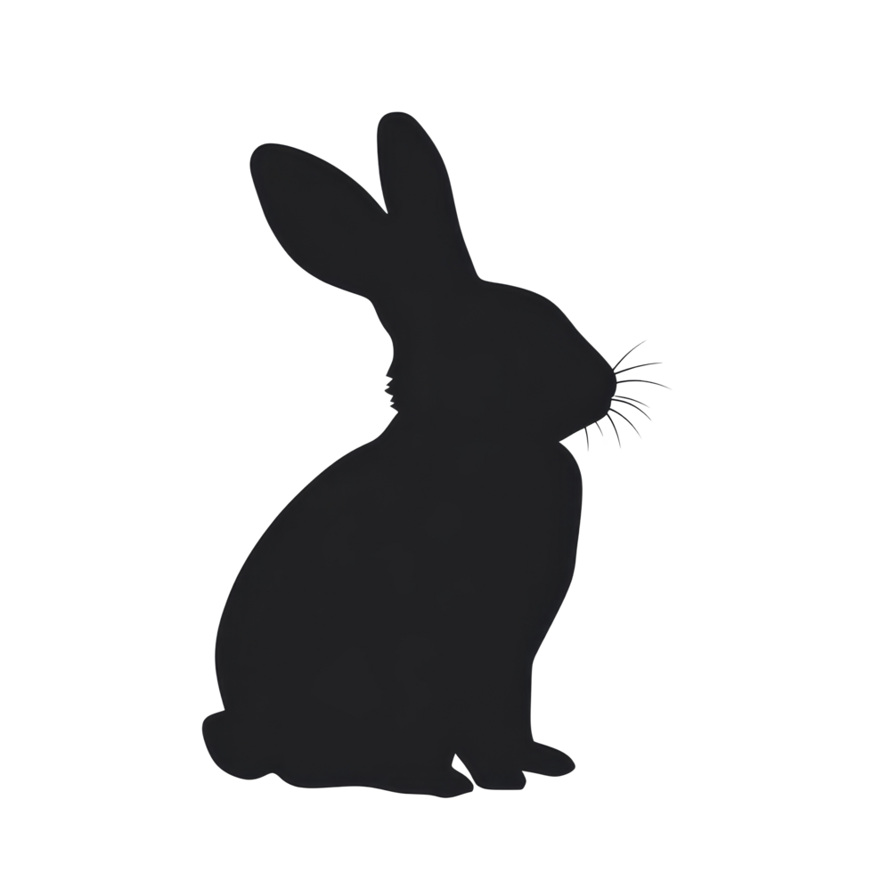 A silhouette of a rabbit sitting gracefully against a transparent background, showcasing its iconic ears and gentle features, silhouette of a rabbit png