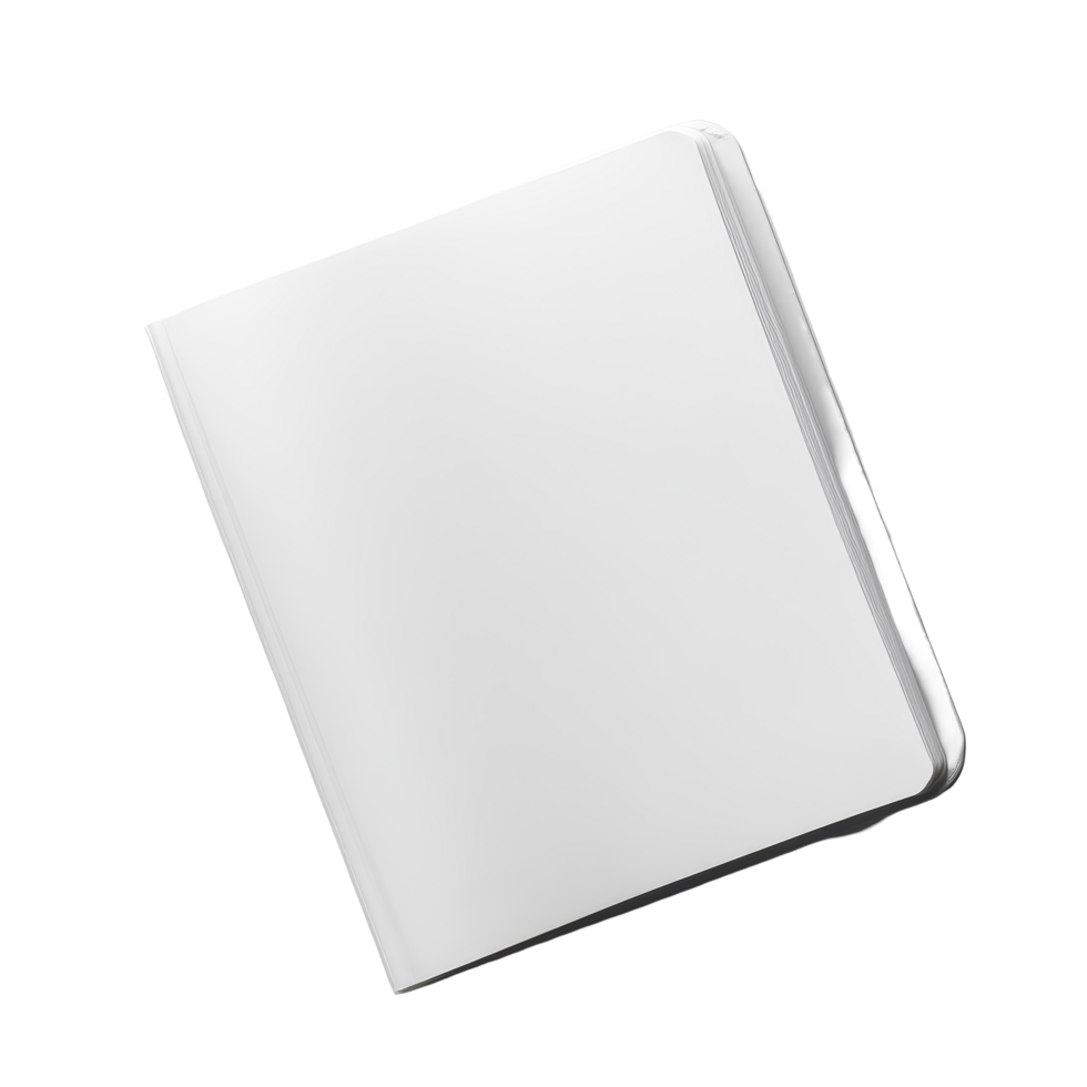 A clean transparent notebook placed flat on a transparent background for creative ideas and organization, transparent note book on transparent backgroundfile png
