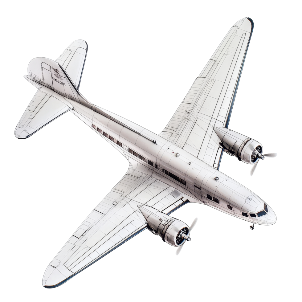 Isolated airplane on transparent, highlighting its sleek design and vibrant detailing, typical airplane isolated on transparent background png