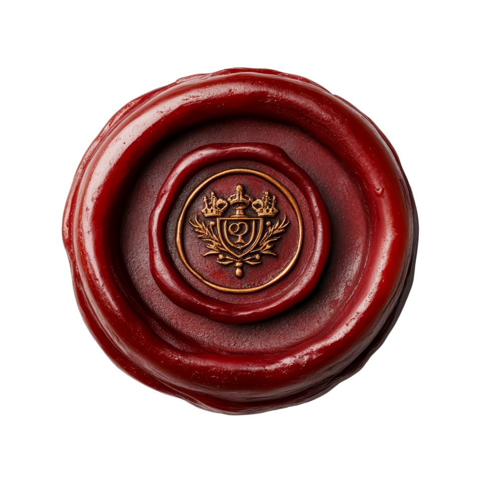 Wax seal featuring the word Approved and decorative emblem isolated on a transparent background for formal correspondence, Wax Seal with Approved Word Isolated png