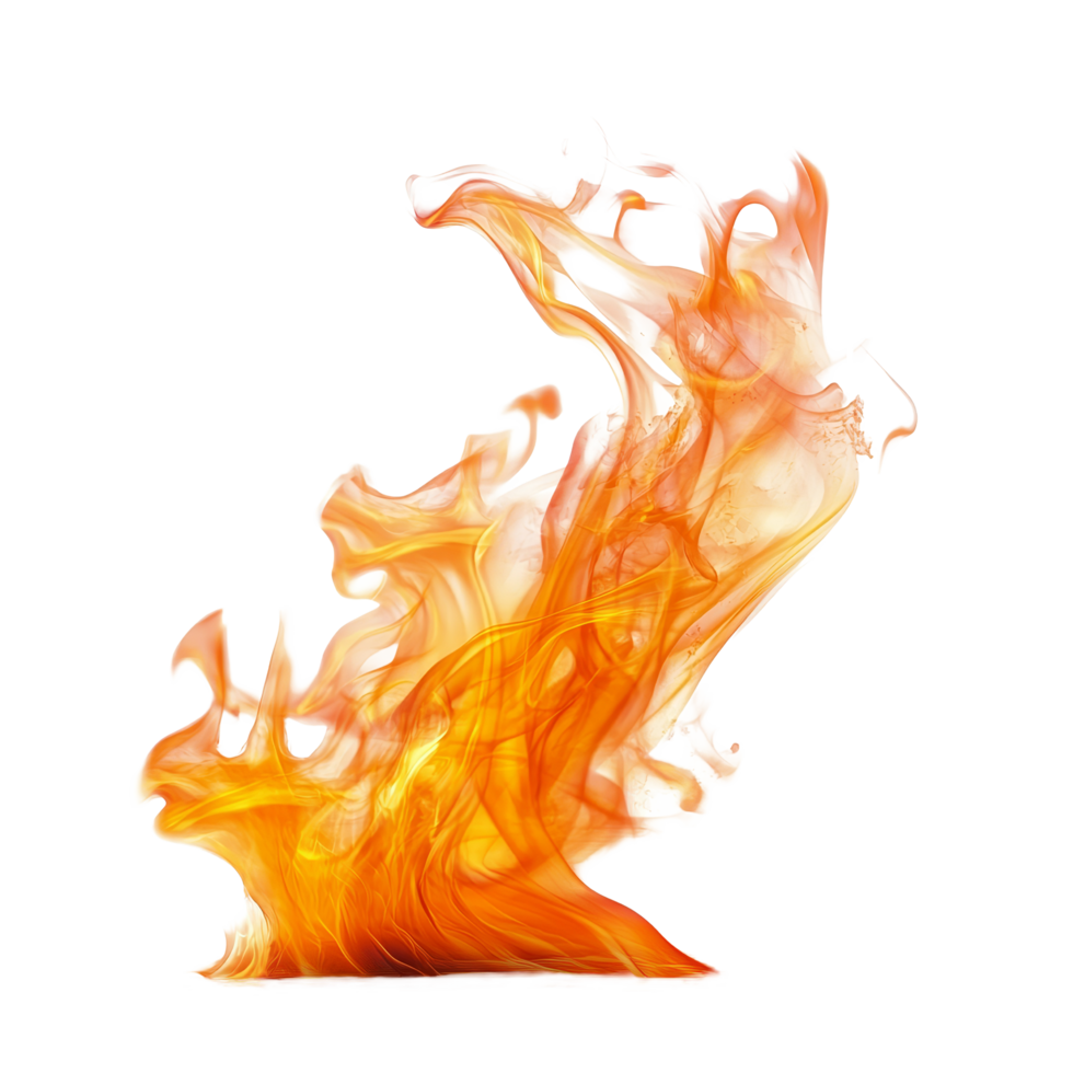 Vibrant flames dancing and swirling with intensity against a pure transparent background during the daytime, fire and flames isolated on transparent background png