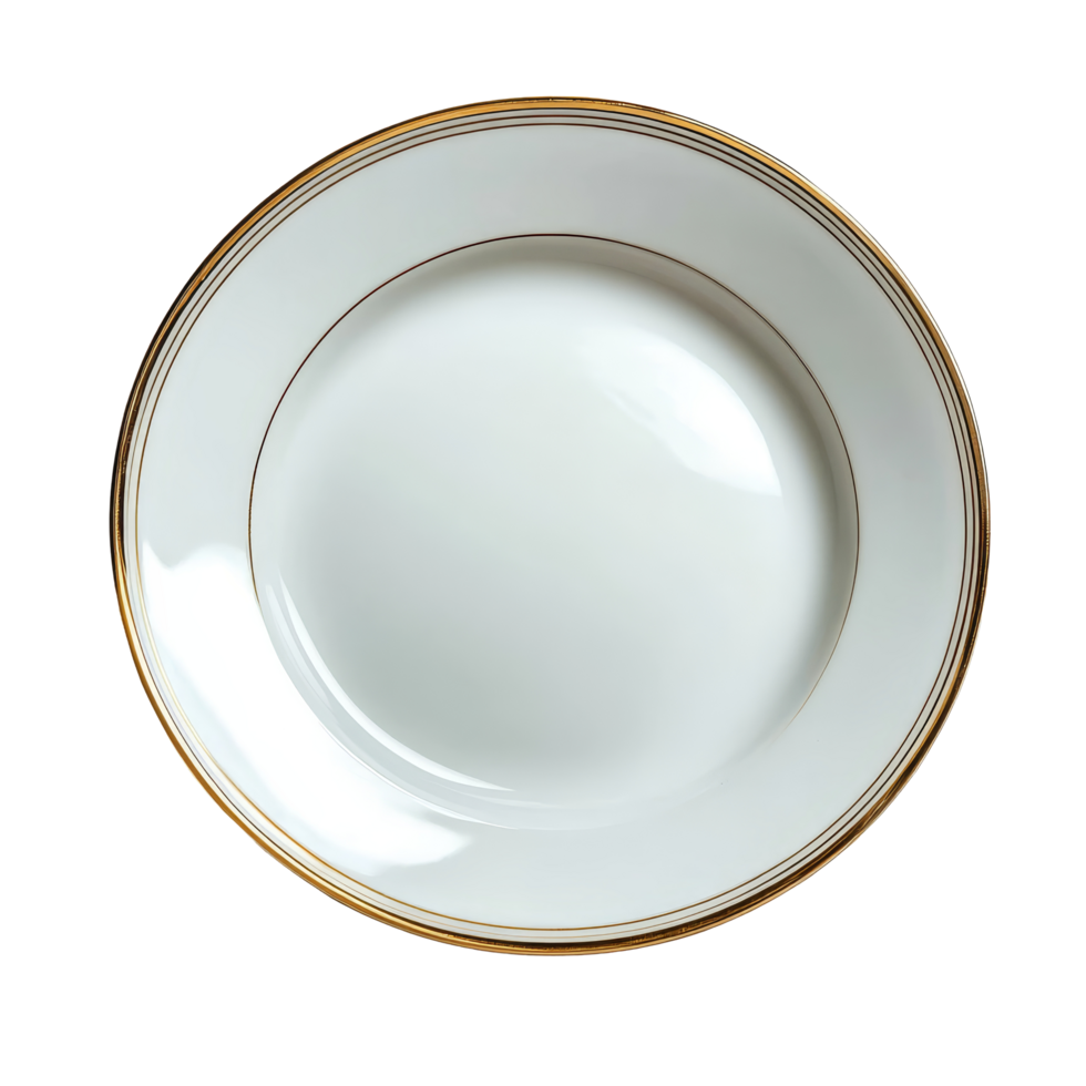 Elegant transparent dish with a gold rim displayed on a background for a refined dining experience, red dish on transparent background png