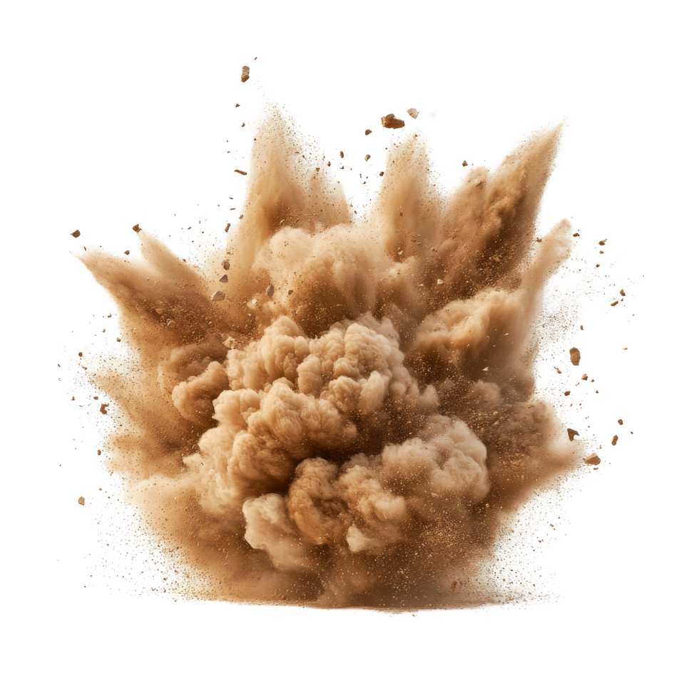 Desert sand explosion creating a dynamic pile on a transparent backdrop, pile desert sand explosion on transparent backgroundfile png