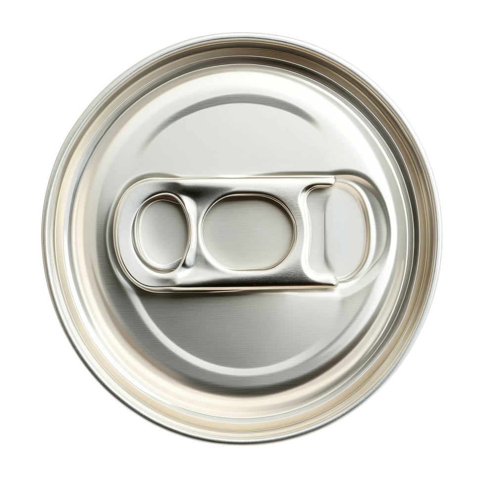 Top view of an oblong can with a ring pull, showcasing its sleek design and practical opening mechanism, Oblong can with ring pull on transparent background.top view isolated on transparent background png