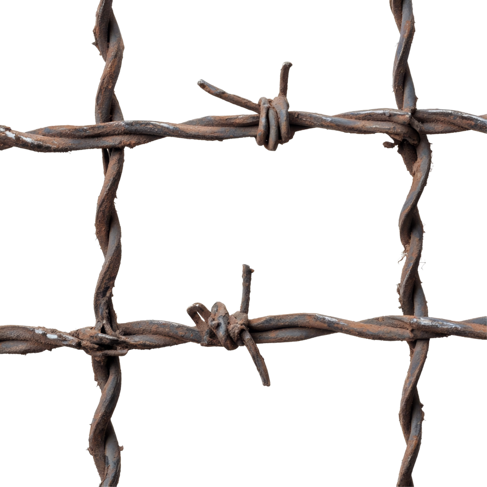 Iron wire grid on a pristine transparent background showcasing intricate loops and knots, iron wire on transparent backgroundfile png