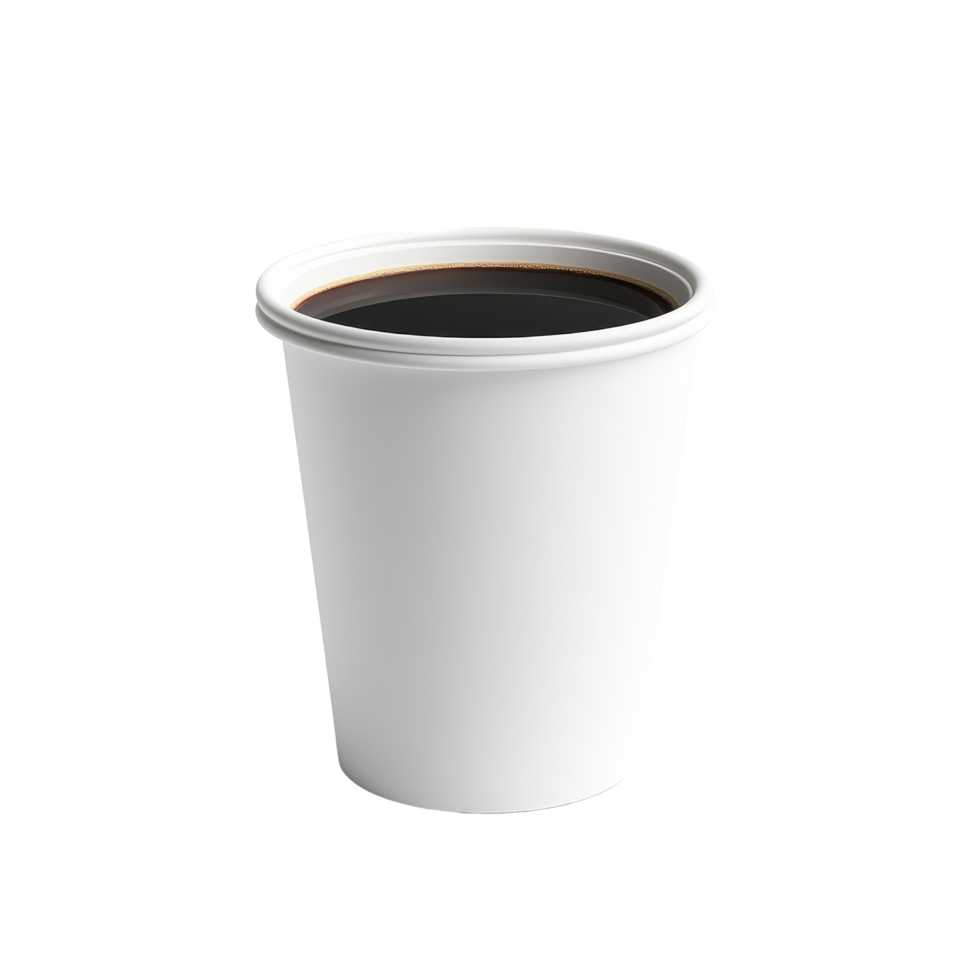 A transparent paper coffee cup positioned on a minimalist transparent surface, showcasing a comforting drink for any time of day, transparent paper cup of coffee on transparent backgroundfile png