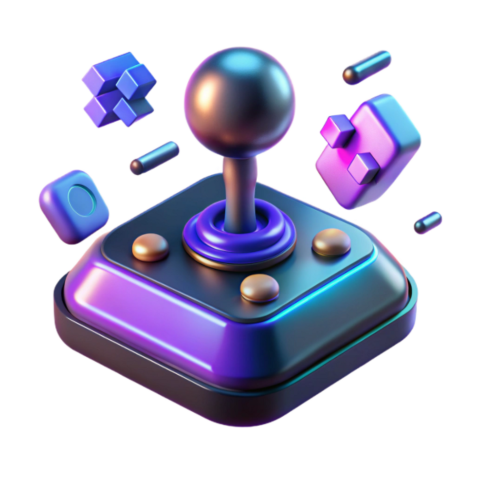 Vibrant Render of Retro Joystick with Geometric Elements png