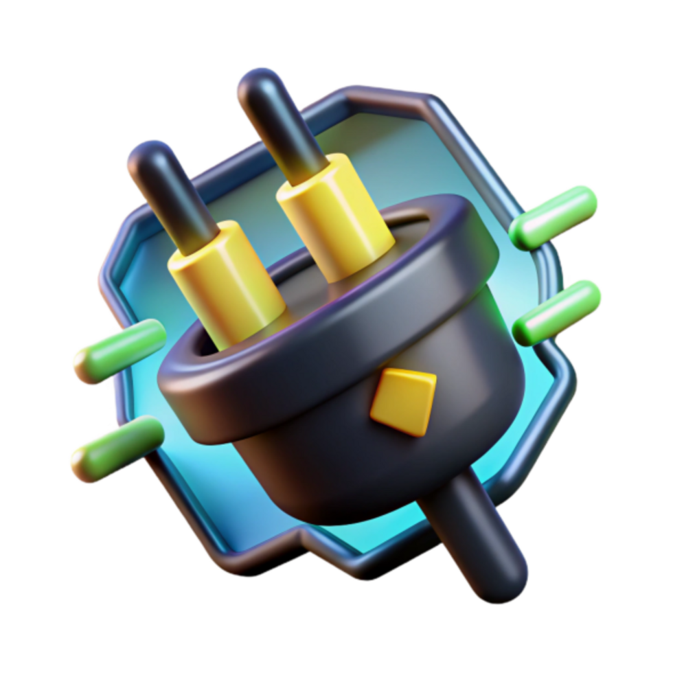 Render of Power Plug Icon, Electrical Connector, Energy Symbol, Abstract Background, Technology Illustration, Digital Art, Plug Graphic, Electric Power, Charging Symbol, Connection Concept png