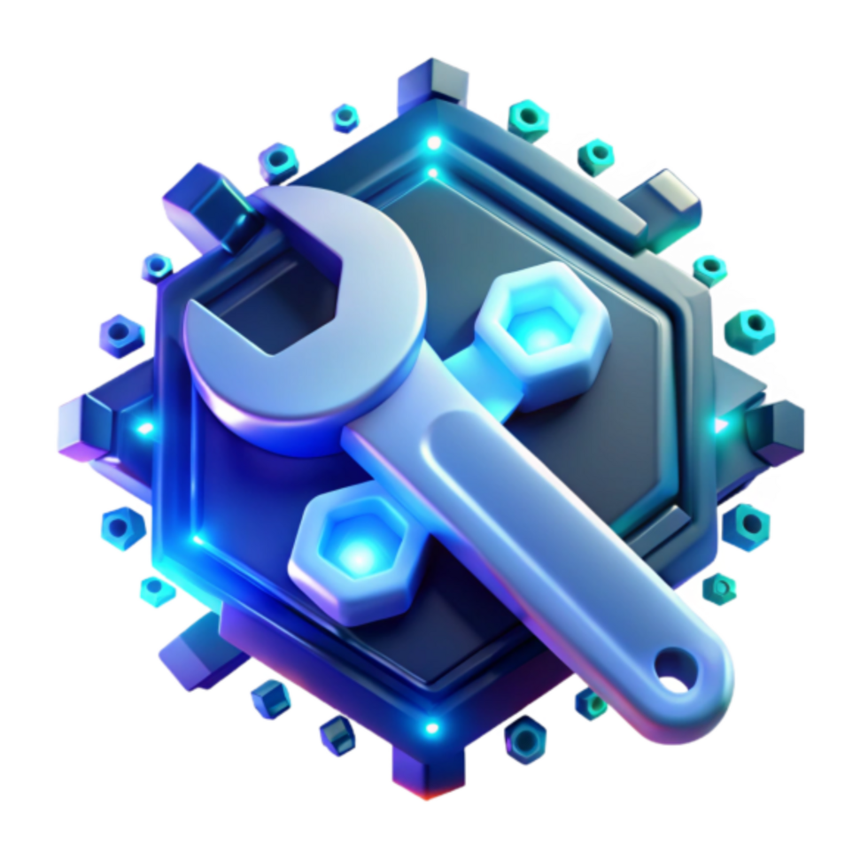 Illustration Wrench and Bolts on Hexagon Technology Abstract Background png