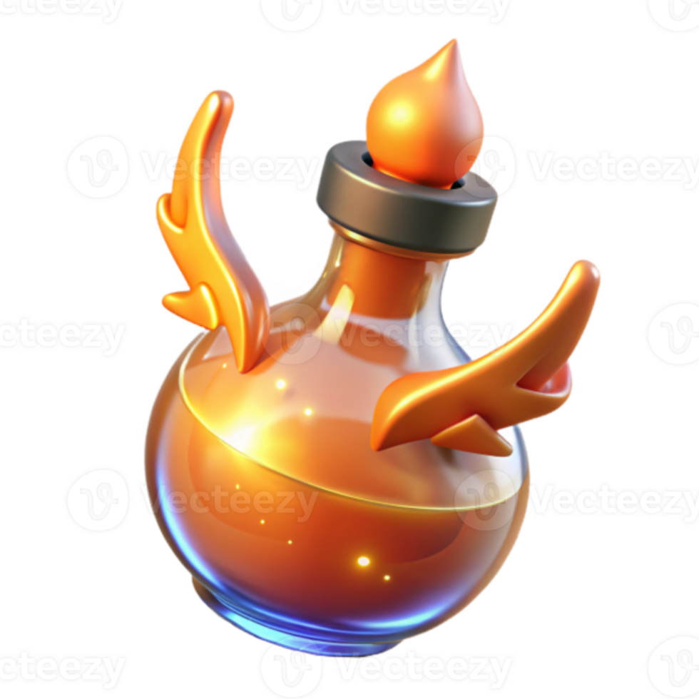 Golden Potion Bottle Render, Fantasy Elixir, Magical Concoction, Game Asset, Amber Liquid, Winged Flask, Mythical Brew, Enchanted Vial, Model, Game Design png