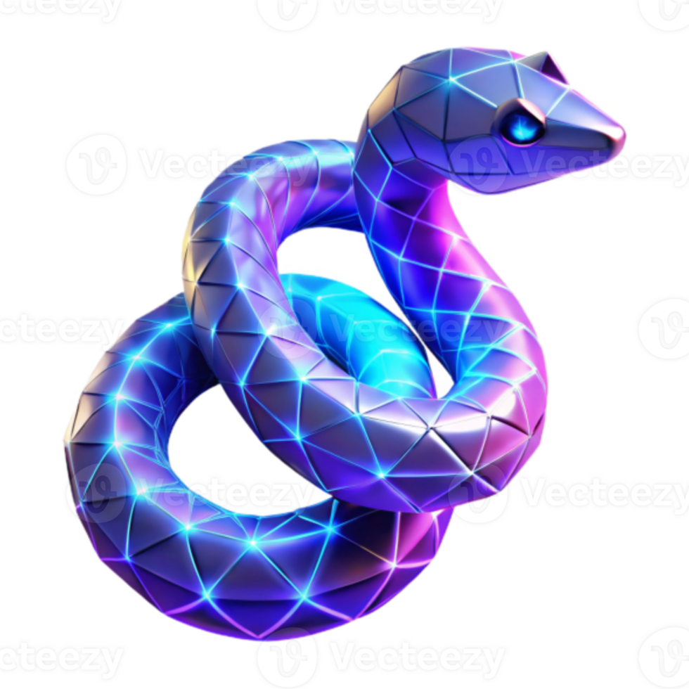 Neon Polygonal Snake Render Illustration 55326972 PNG