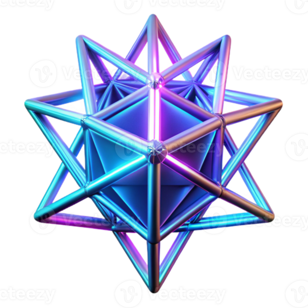 Render of a Glowing Geometric Star Shape Abstract Background png