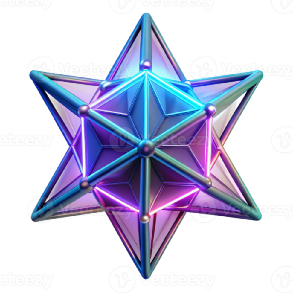 Render Neon Star Geometric Abstract Background Illustration png