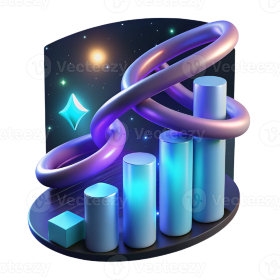 Abstract Background of Glowing Bar Graph with Infinity Loop png