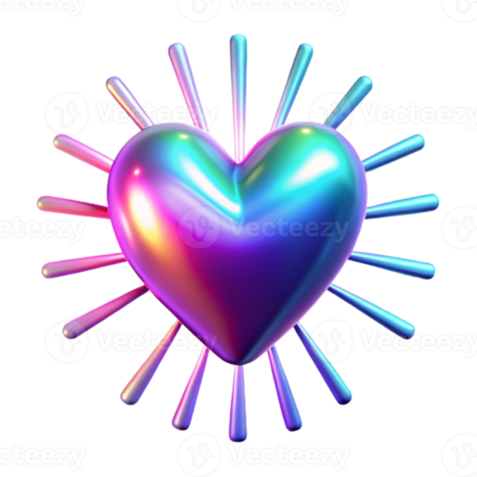 Vibrant Holographic Heart Render Abstract Background Image png