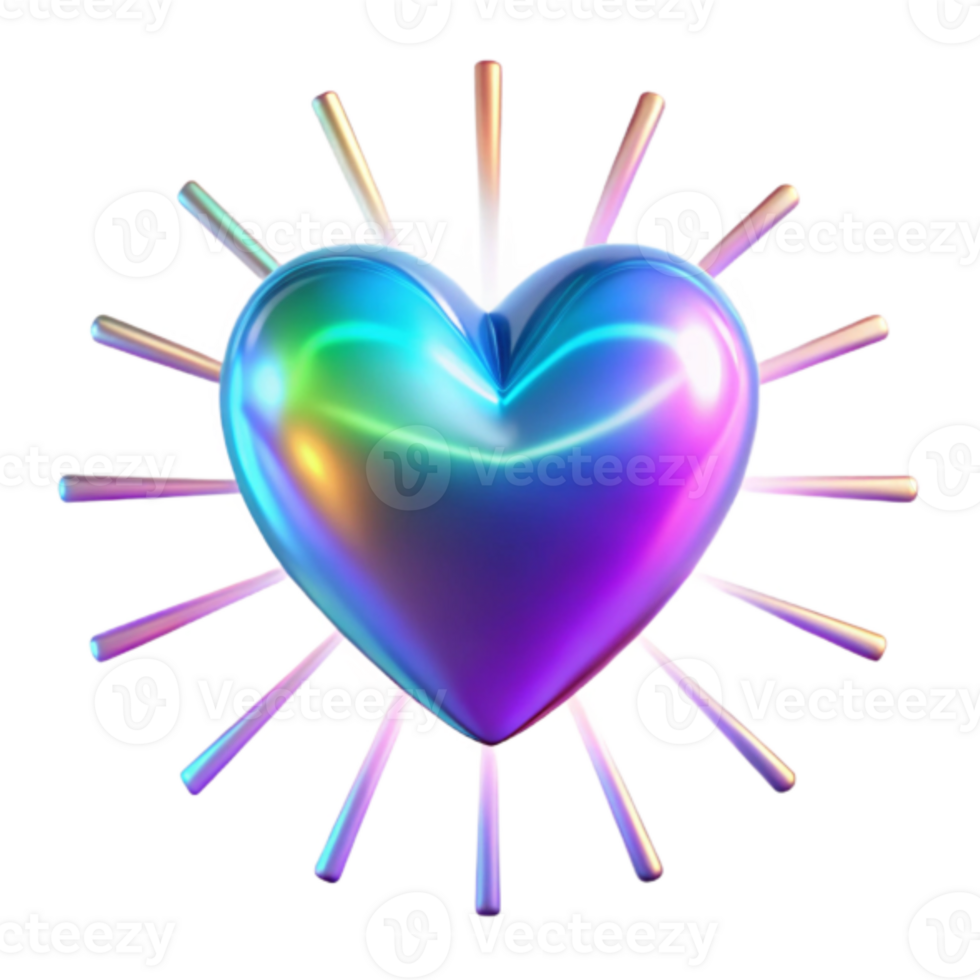 Iridescent Heart Render Abstract Background png
