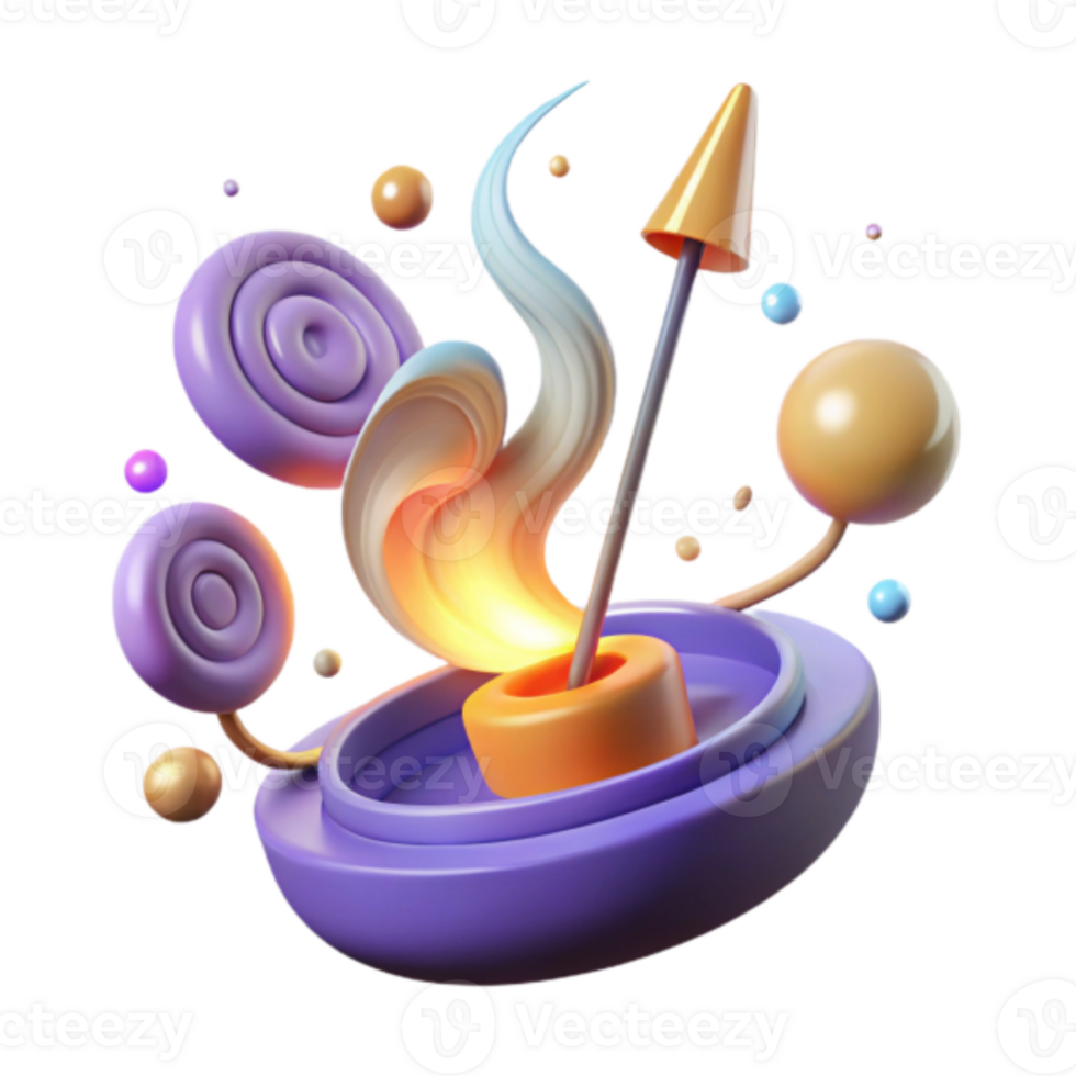 Abstract Render of Swirling Flame and Arrow in Purple and Orange png