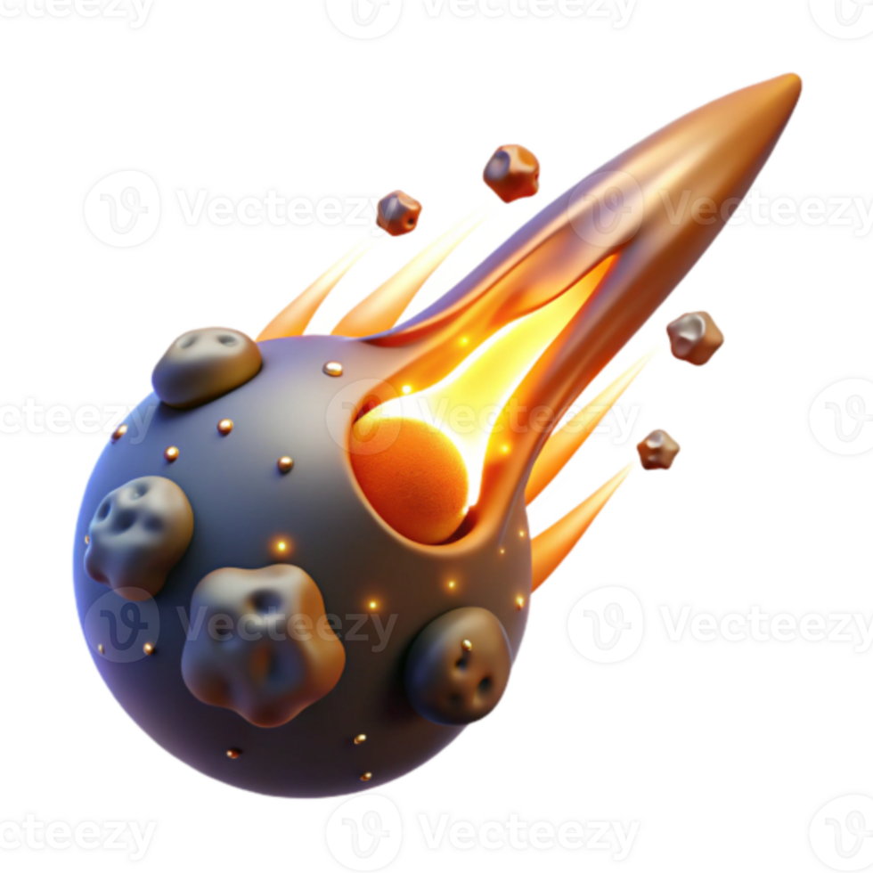 Fiery Meteoroid Illustration Burning Asteroid Space Rock Cosmic Debris png