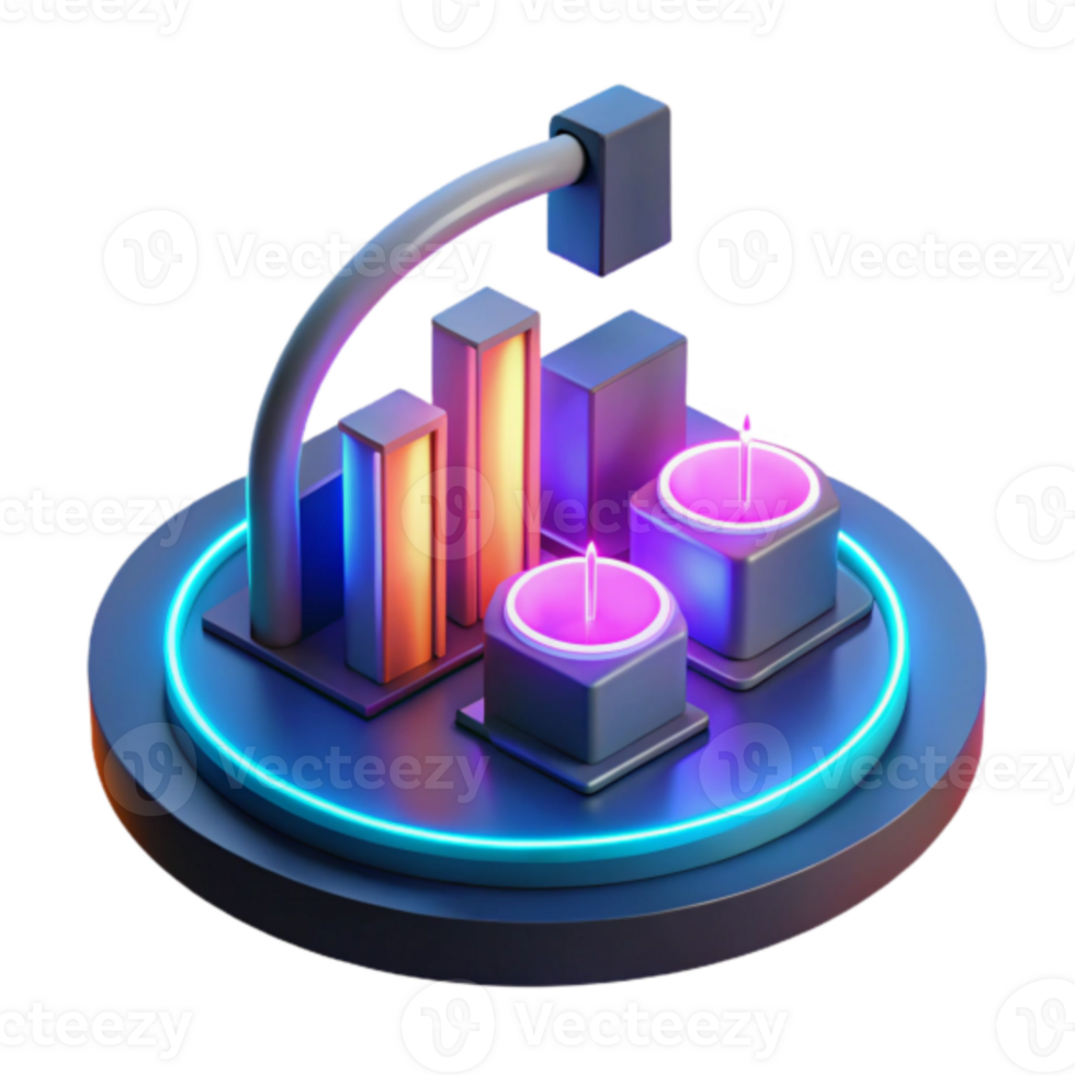 Neon Glowing Render of Abstract Data Visualization png
