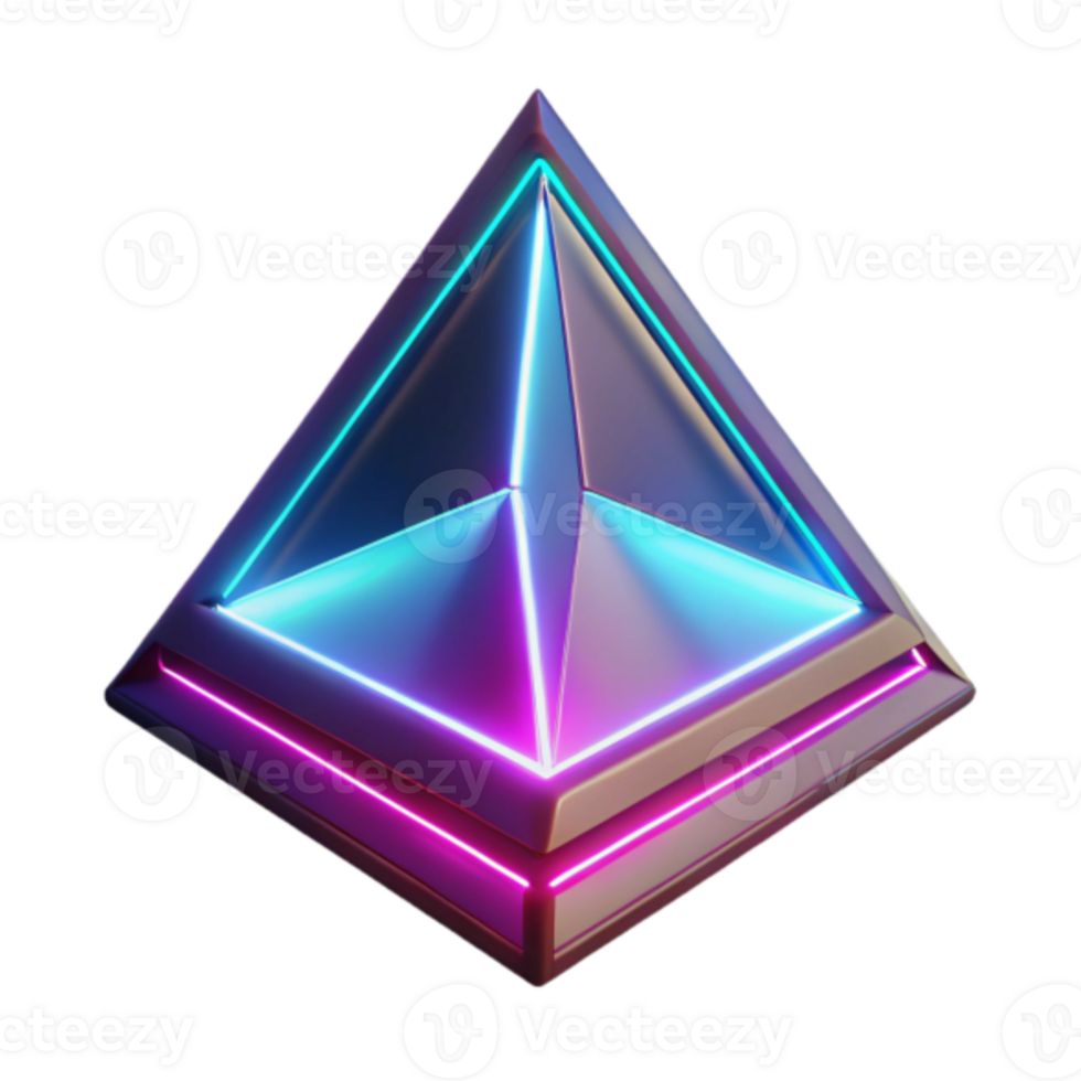 Neon Pyramid Render Abstract Background Image with Glowing Lines and Geometric Shapes png