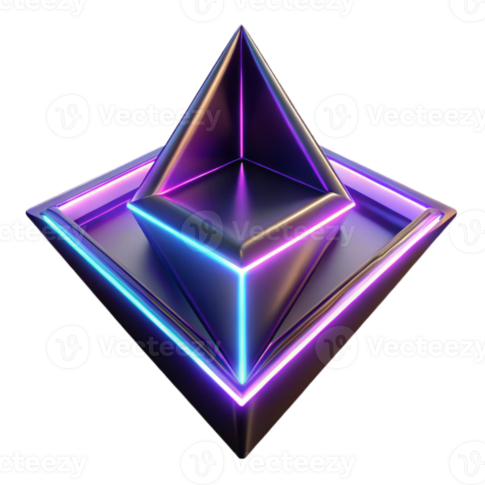 Render of Geometric Shapes with Neon Lights Abstract Background Image png