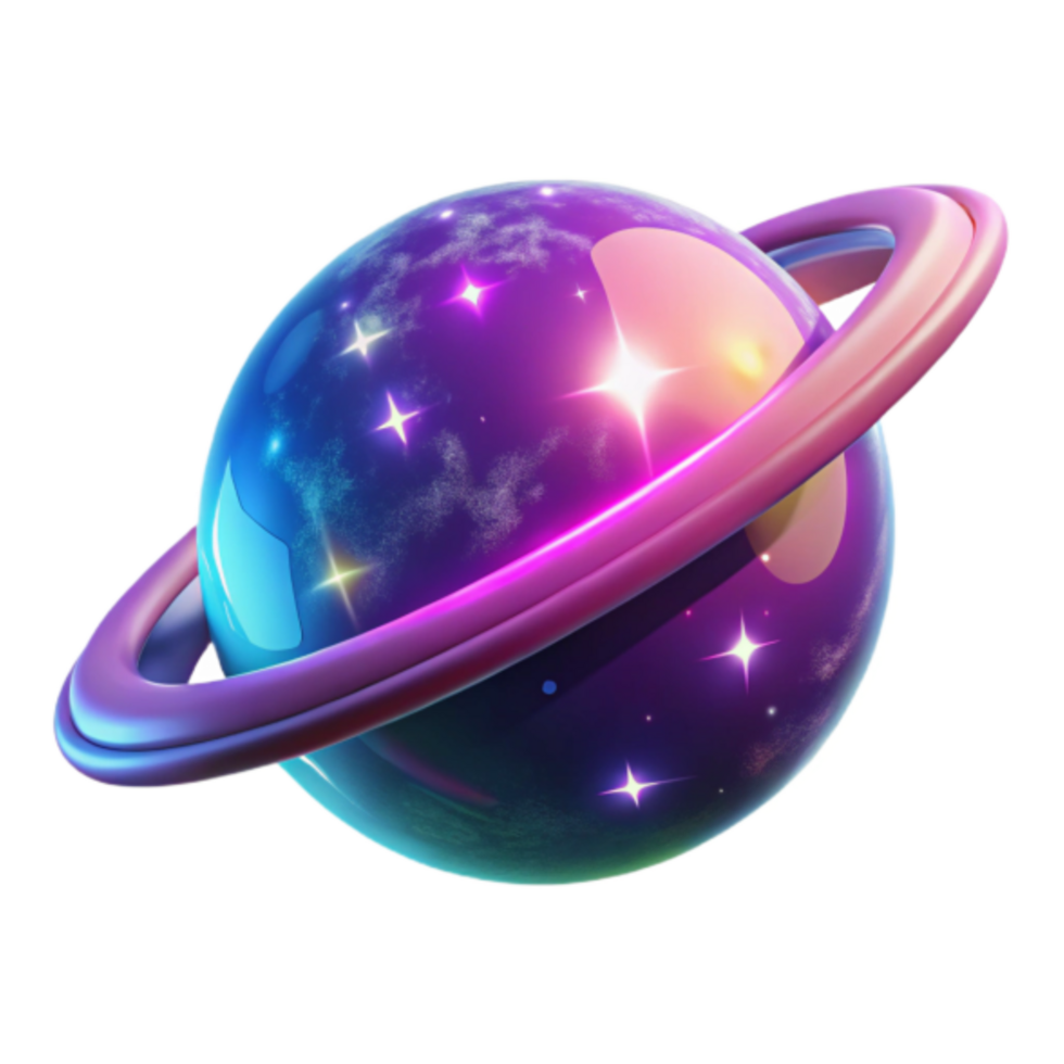 Glowing Purple Planet Render Illustration png