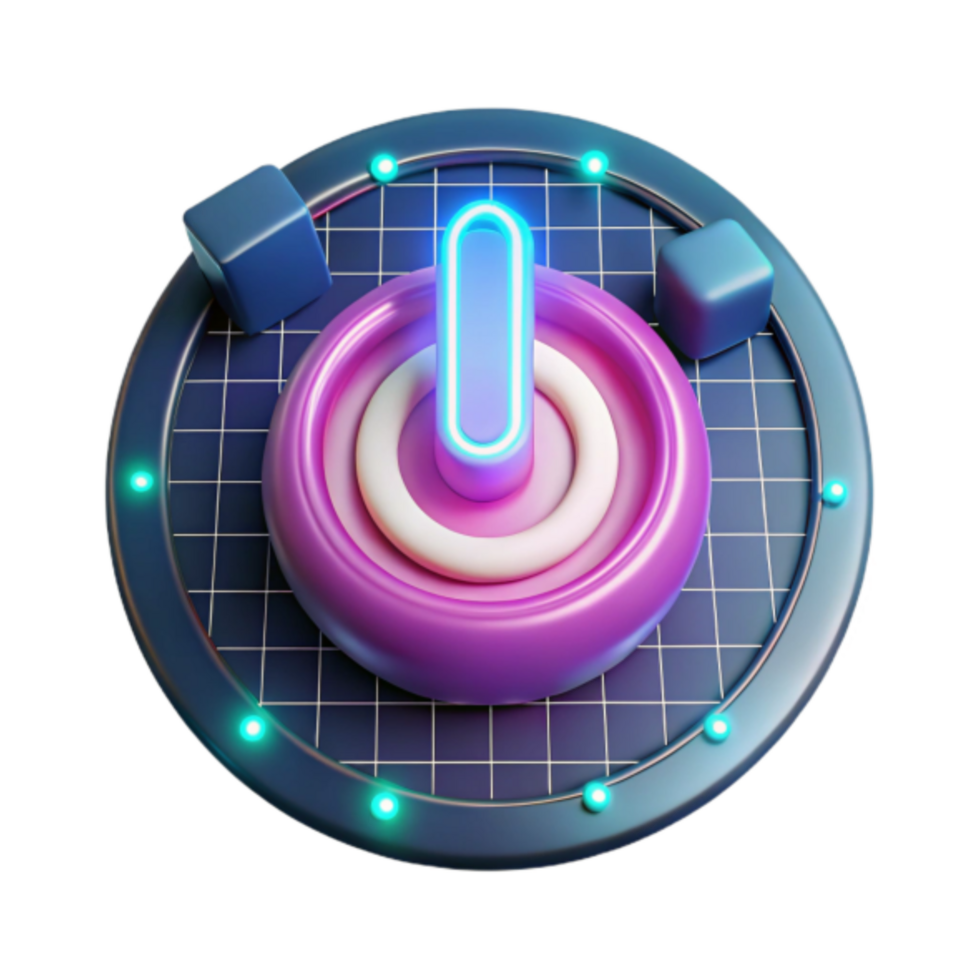 Neon Power Button Render Abstract Background Image png