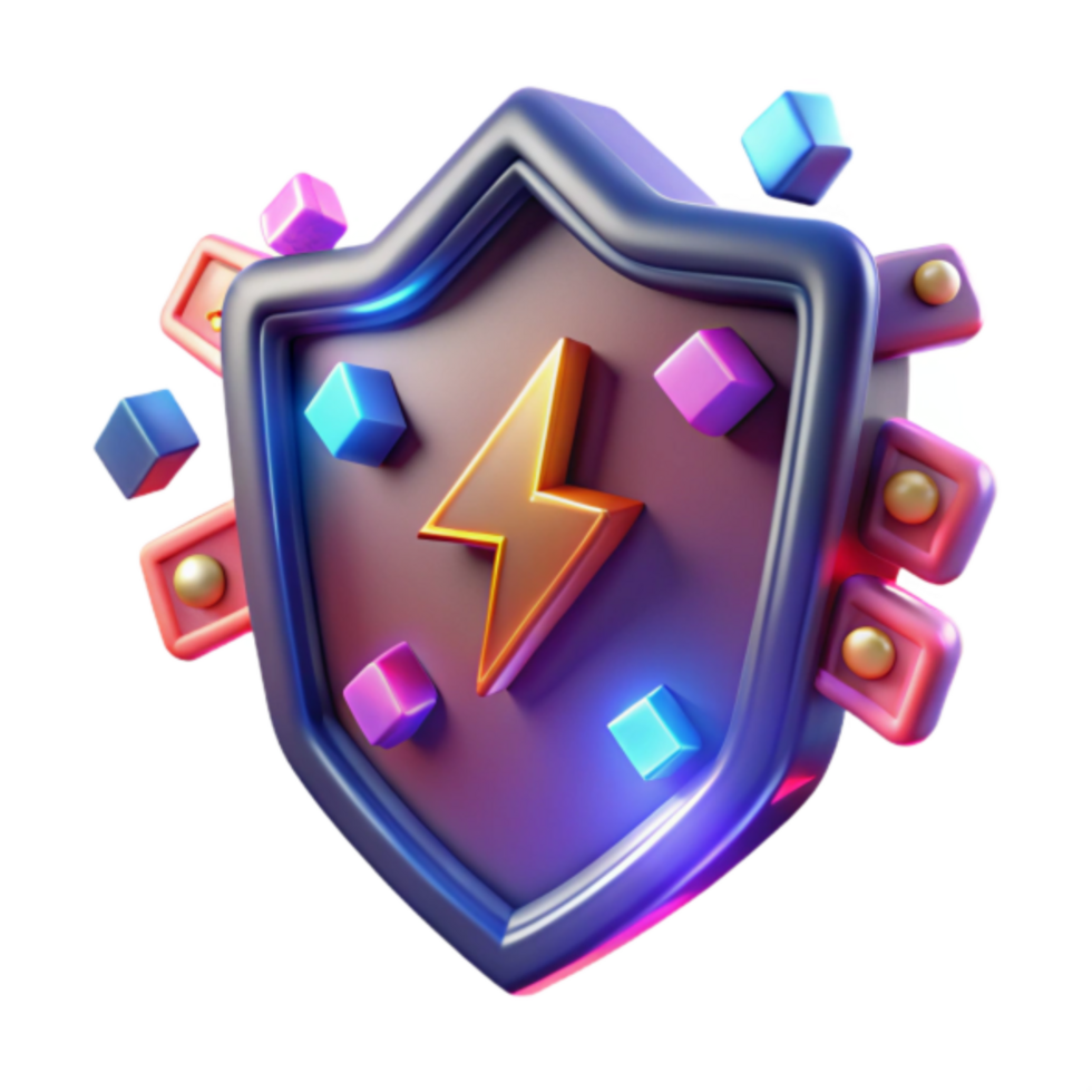 Render Colorful Shield with Energy Bolt Illustration png