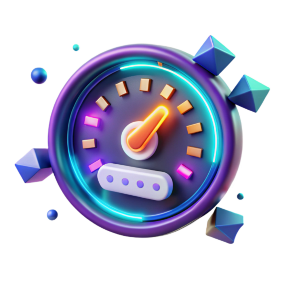Neon Speedometer Illustration High-Speed Performance Meter Graphic png