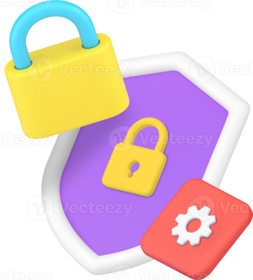 Data information security settings protection technology 3d icon illustration png