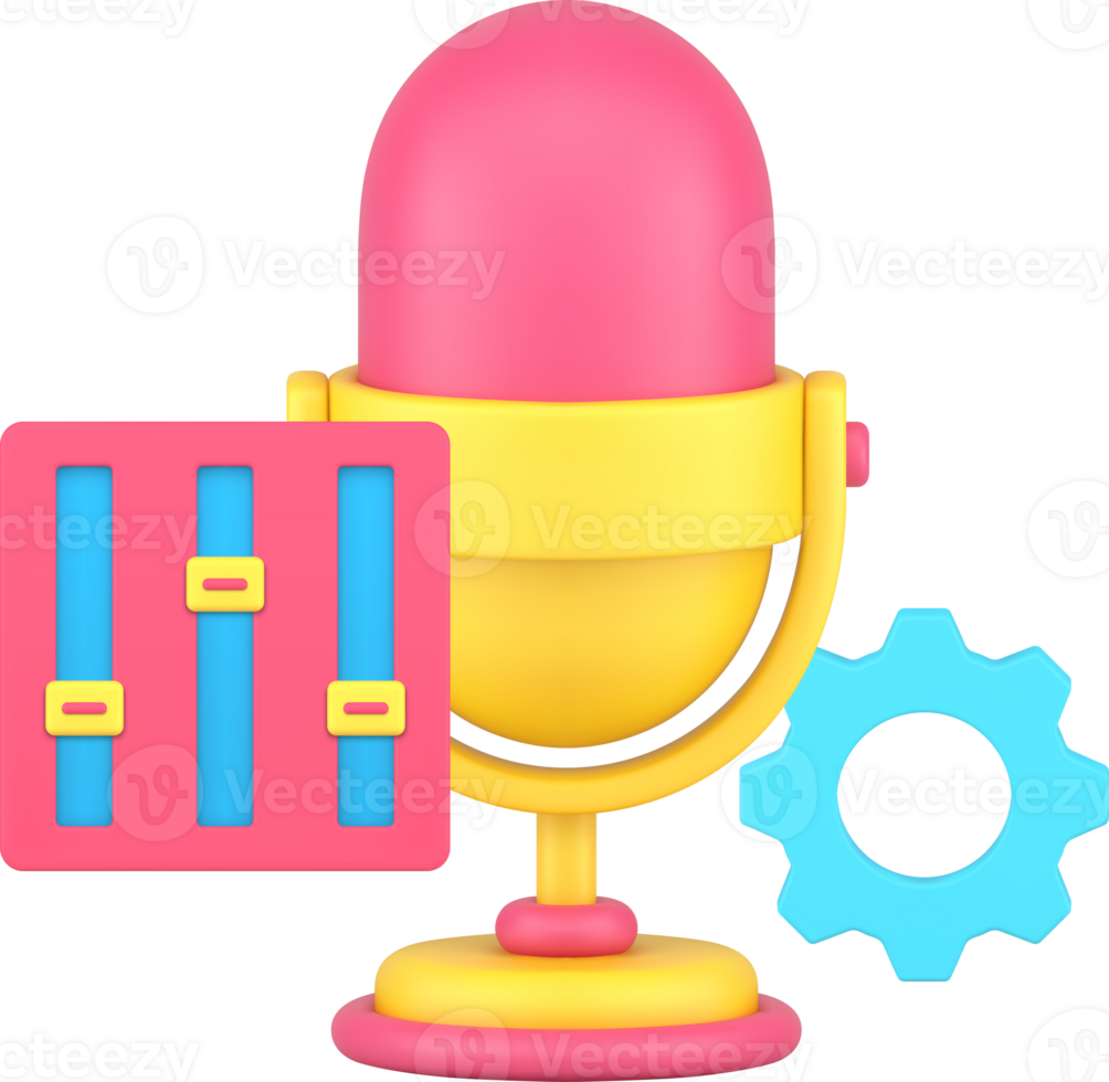 Microphone voice sound broadcasting settings 3d icon illustration png