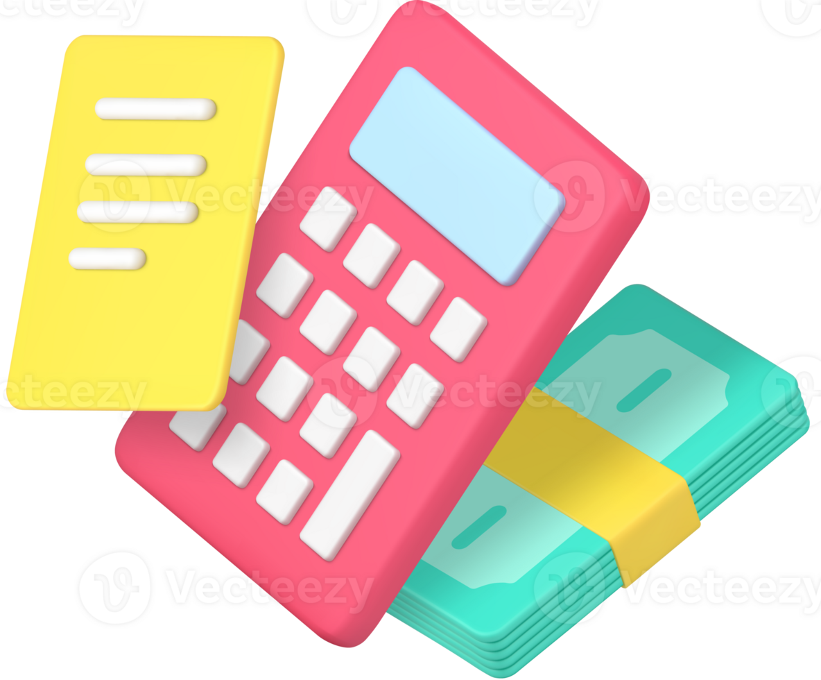 Budget money calculation and accounting 3d icon illustration png