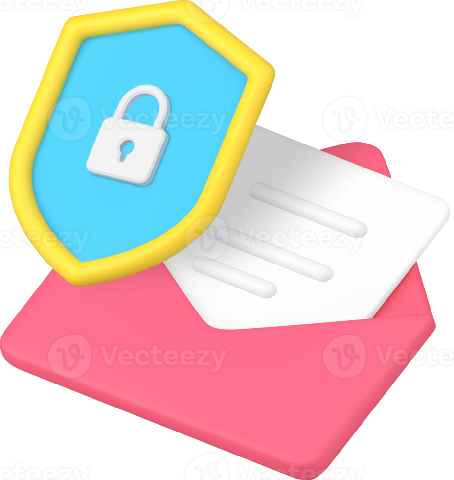 Message security email safe service antivirus system 3d icon illustration png