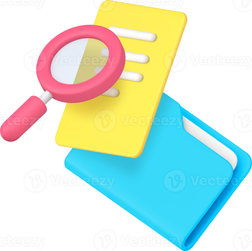 Report paper document file folder research analyzing 3d icon illustration png