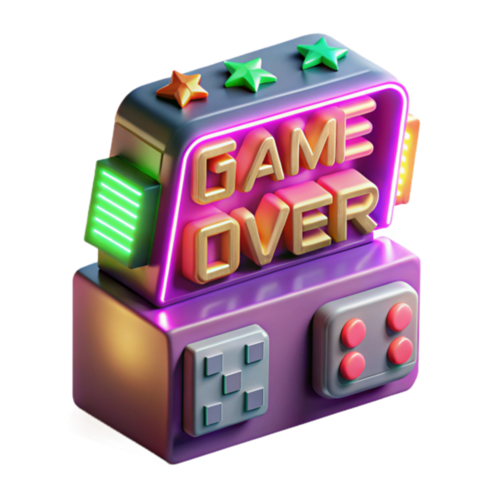 Retro Game Over Render Illustration png
