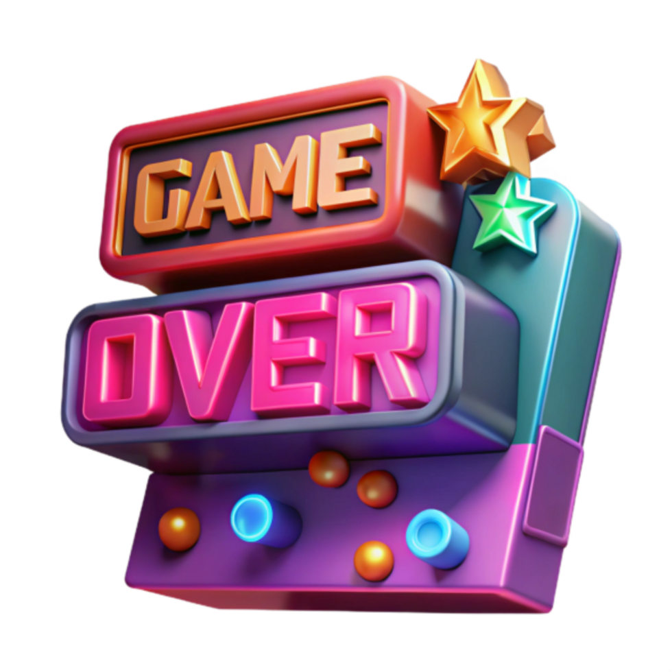 Retro Game Over Illustration - Colorful Arcade-Style Design png