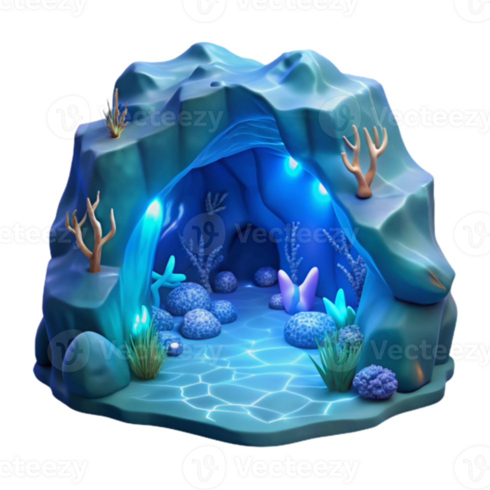 Enchanted Underwater Cave Render Illustration Background png