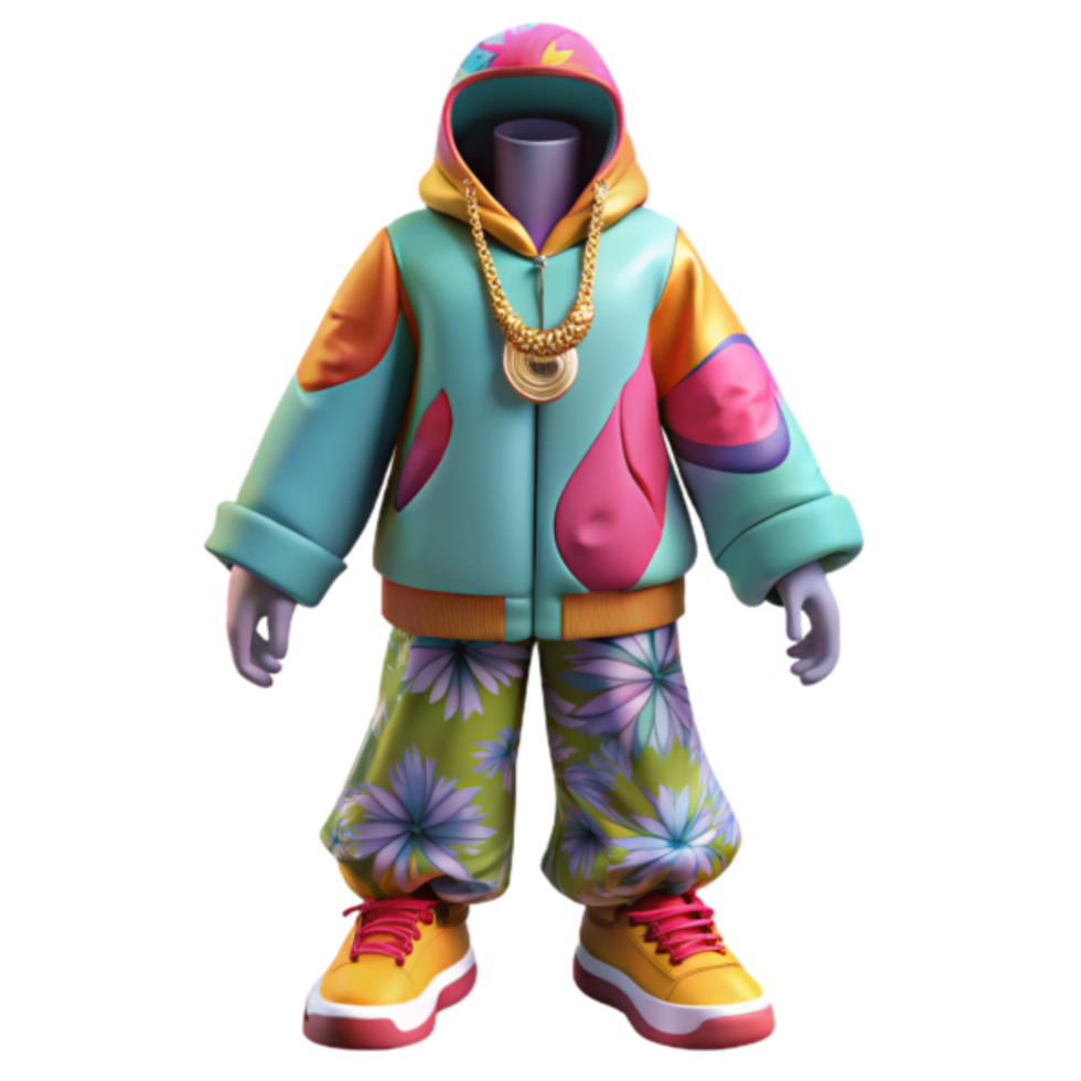 Colorful Render of a Stylish Cartoon Character in Trendy Clothing png