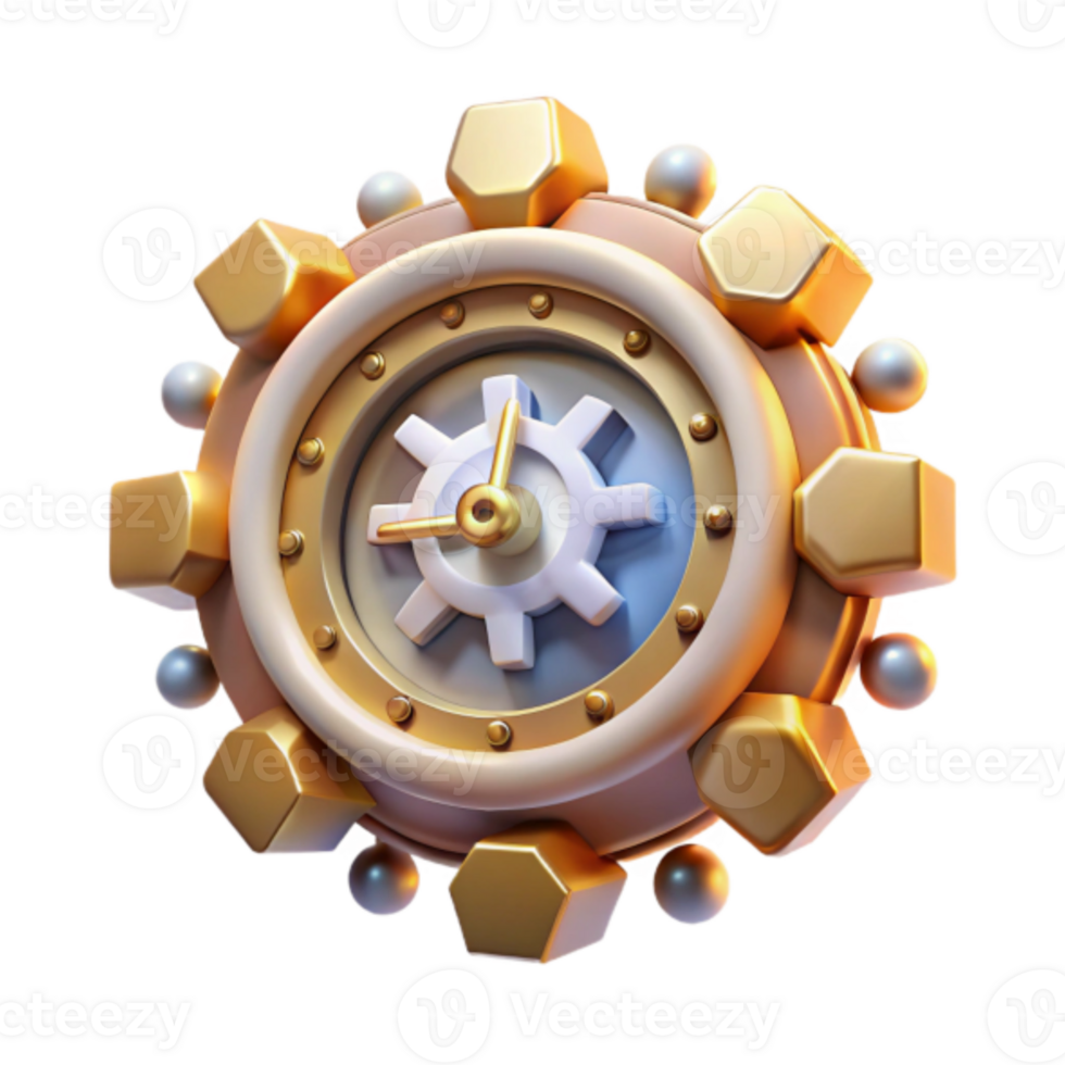 Gear Clock Render Abstract Background Image png