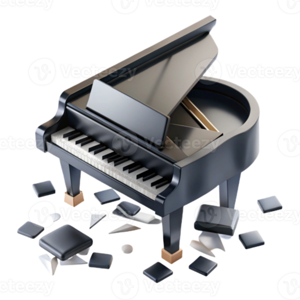 Shattered Dreams Render of a Broken Grand Piano png