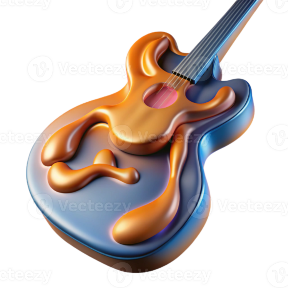 Abstract Render of a Melted Guitar png