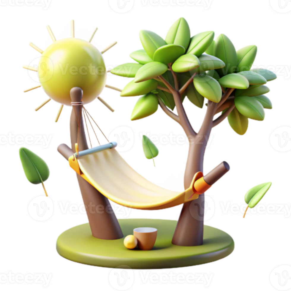 Illustration Hammock Under Sunny Tree Relaxation Summer Vacation png
