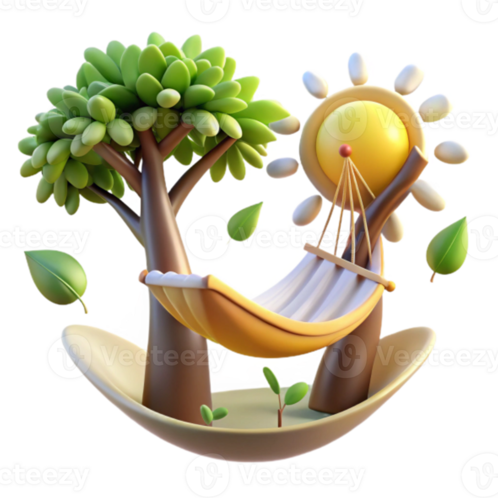 Relaxing Hammock in Cartoon Render Illustration png