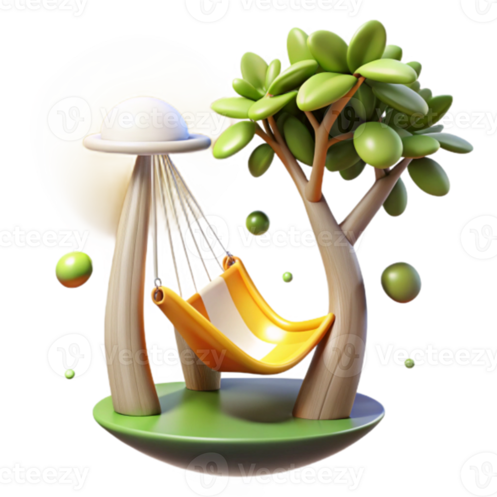 Serene Hammock Under Cartoon Tree Illustration png