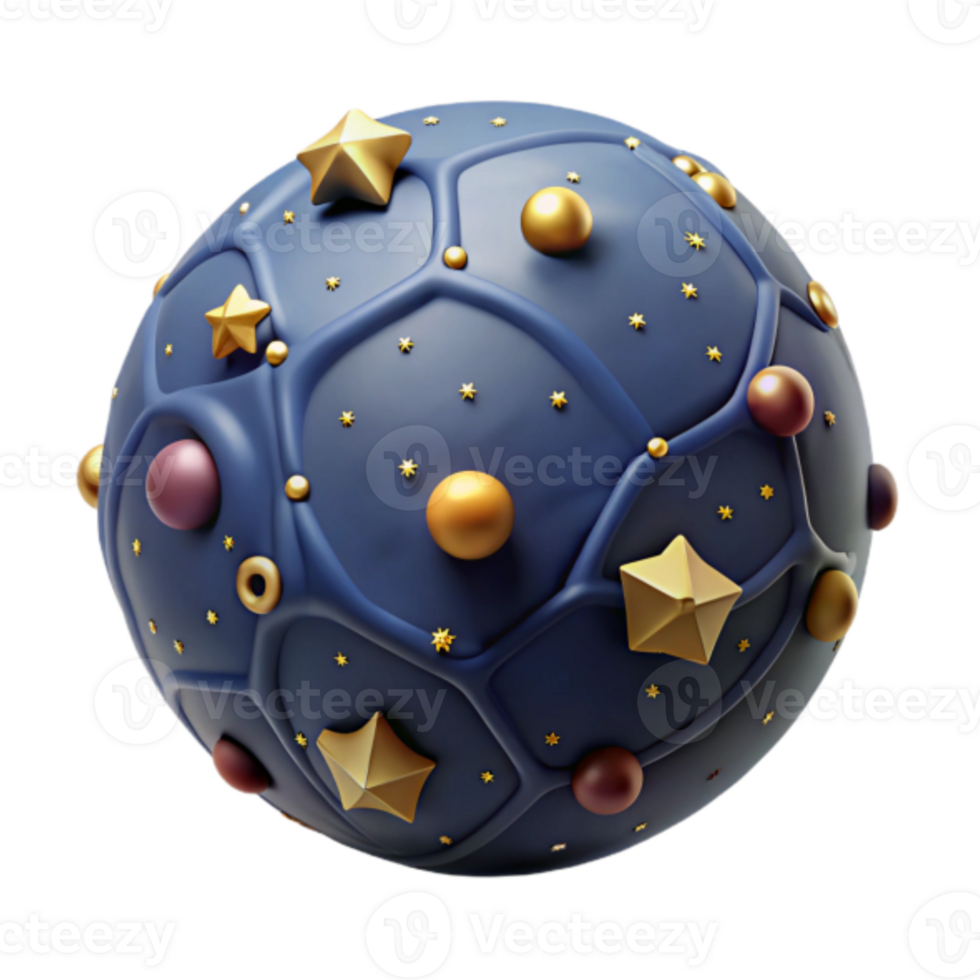 Render of Celestial Sphere Abstract Background with Gold Stars and Orbs png