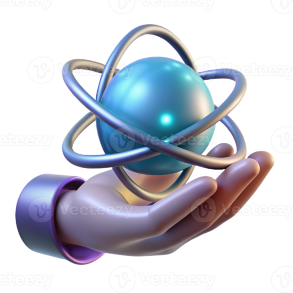 Render of Atom in Hand Global Innovation Concept png